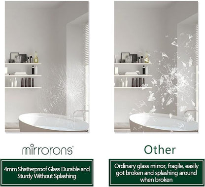 Mirrorons Frameless Mirror, Wall Mirror 48" x 30", Modern Bathroom Mirrors for Wall with Polished Edge, Hangs Horizontally or Vertically. Upgraded Shatterproof, Entryways, Bathroom, Gym.