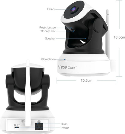 VSTARCAM Indoor Security Camera, 2K with 360° Rotation, Human/Motion Detection with Auto Tracking, 2-Way Audio & DIY Voice, 2.4GHz WiFi Wireless, Cloud & SD Card Storage(up to 256GB)