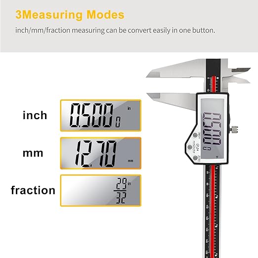 Digital Caliper, 6" Caliper Measuring Tool Extreme Accuracy Waterproof Electronic Vernier Caliper Industrial Stainless Steel Digital, Durable Measuring Tool with Large LCD Screen