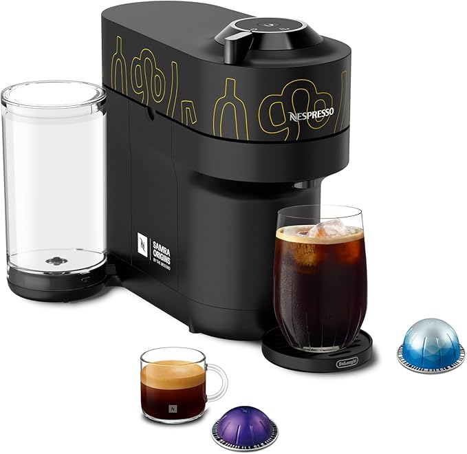 Nespresso Vertuo Pop+ Coffee and Espresso Maker by De'Longhi, Samra Origins by The Weeknd Vertuo Buna Yellow