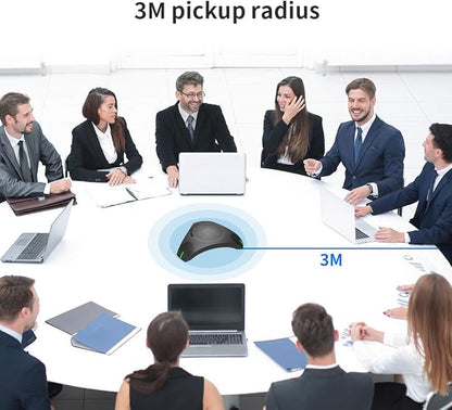 Conference Speaker and Microphone, 360° Omnidirectional USB Speakerphone Microphone with USB Hub, Noise Reduction/Echo Cancellation Computer Microphone for 8-10 People Business Conference, Home Office
