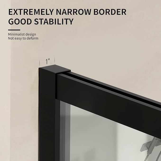 Shower Door Single Panel, Framed Tempered Glass Shower Door 34 * 76 Inch for Walk-in Bathroom, Clear Glass Shower Screen with Matte Black Finish