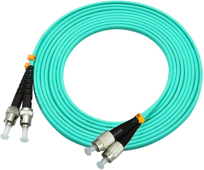 Jeirdus 15Meters 49ft FC to ST Duplex 50/125 10G OM3 Multi-Mode Fiber Optic Cable Jumper Optical Patch Cord FC-ST