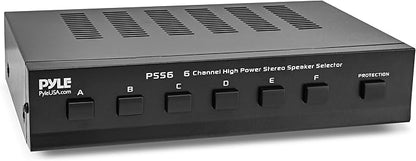 Pyle Home Premium New and Improved 6 Zone Channel Speaker Switch Selector Switch Box Hub Distribution Box for Multi-Channel High Powered Stereo Amplifier A,B,C,D Switches, 6 Pairs Of speakers - PSS6