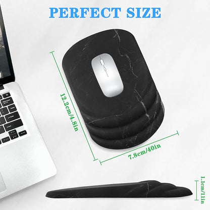 Mouse Pad Wrist Wrist Rest, Comfortable Memory Foam Wrist Rest, Non-Slip PU Base, Ergonomic Wrist Support and Arm Rests for Gaming, Office, Computer Use, Relieve Typing Pain （Black Marble）