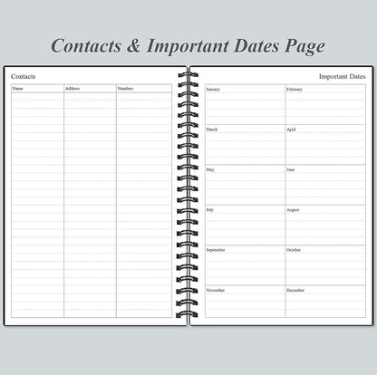 Daily Planner Undated - A5 To Do List Notebook Hourly Schedules, Spiral Appointment Planner for Women and Men, PVC Hardcover, Inner Pocket, Elastic Closure, 5.8" x 8.3", Black