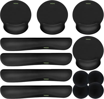 Ergonomic Mouse Pad with Wrist Rest Premium Memory Foam Keyboard and Mouse Wrist Rest Pads Set- for Comfortable Typing &Wrist Pain Relief (Pack of 4)