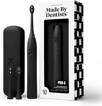 Made by Dentists PRO‑X Sonic Electric Toothbrush for Adults– Dentist‑Designed Rechargeable Toothbrush,9× More Plaque Removal, 70 Day Battery Life, USB‑C Fast Charge, 3 Modes, Travel Case & Extra Heads
