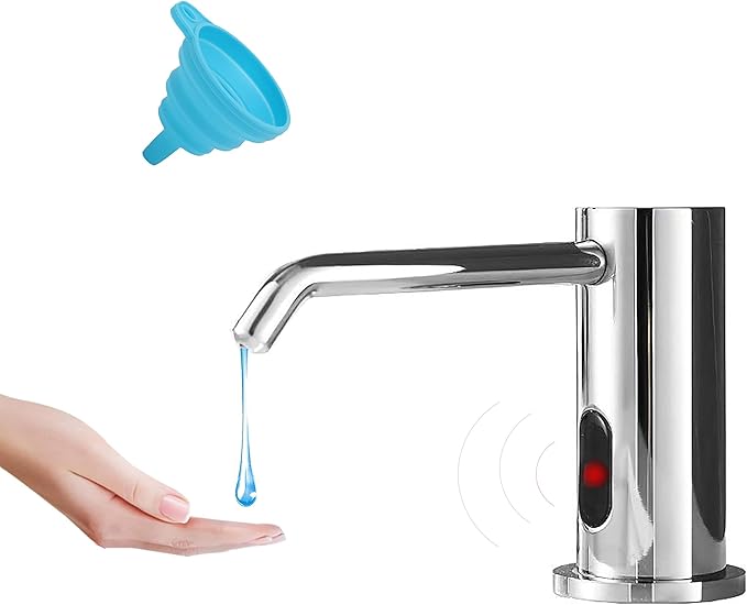 Touchless Automatic Soap Dispenser for Kitchen Bathroom Sink Built in Liquid Commercial Electric Soap Dispenser with Bottle and Pump Chrome Platingd