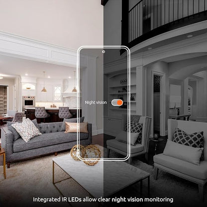Nexxt Solutions Smart Wi-Fi Indoor Pan and Tilt Camera - 2K HD, Motion Detection, Night Vision, Two-Way Audio, Remote Access Alexa & Google Home Compatible | Camara de Seguridad