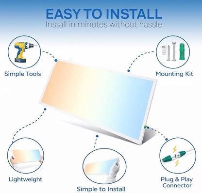 2X4 LED Flat Panel Light with Emergency Battery Backup, 50W 3000K/4000K/5000K, 0-10V Dimmable, 6500 Lumens, LED Drop Ceiling Lights, 100-277V, DLC UL Listed, Ultra Thin Back-Lit (36 Pack)
