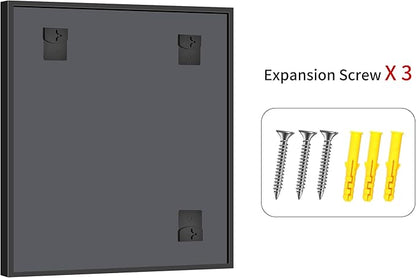 Bathroom Mirror, 42 x 36 Inch Brushed Black Rectangle Mirror, 0.6" Thickened Deep Frame Mirrors for Wall Over Sink, Shatterproof Tempered Glass, Antirust, Horizontally or Vertically