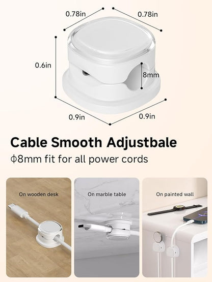 Magnetic Cable Clips, Adjustable Cord Holder Management, Adhesive Wire Keeper Organizer for Home Office Desk Phone PC Car Wall Desktop Nightstand Appliance (9-PCS White)