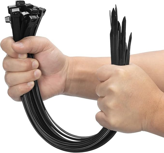 XINGO 16 Inch Black Large Zip Ties Heavy Duty 500 Pack, 200 LBS Ultra Strong Plastic Wire Ties, Large Cable Ties Extra Long Tie Wraps, Indoor and Outdoor UV Resistant