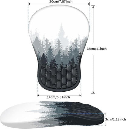 YIWEI Ergonomic Mouse Pad with Wrist Rest - Comfortable Office Mousepad with Memory Foam Wrist Support for Carpal Tunnel Relief, Mouse Pads with Non-Slip Base for Gaming and Home (Forest-2)
