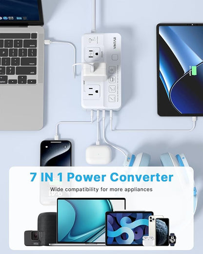 220V to 110V Voltage Converter, VINTAR 2000W Travel Converter for Hair Dryer and 200W Power Converters for Curling Iron, Universal Travel Adapter Step Down Transformer for US to Europe UK India AU SA
