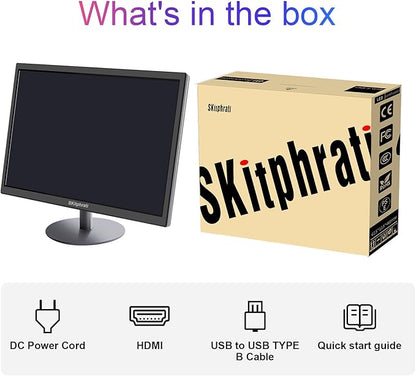 SKitphrati 18.5 Inch Touchscreen Monitor HD 1366x768, VESA Wall Mountable, 10-Points Computer Touch Screen PC Display with Type-B HDMI VGA Port, 75Hz Desktop Touch Display, Black