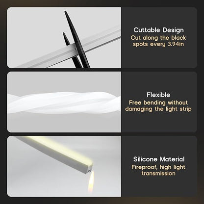 VOEWT LED Strip Lights Yellow 32.8ft 110-120V Neon Rope Lights,Flexible Silicone Outdoor Waterproof Neon Strip Lights for Bedroom,Mirror,Kitchen Cabinet, Living Room,Halloween Decor