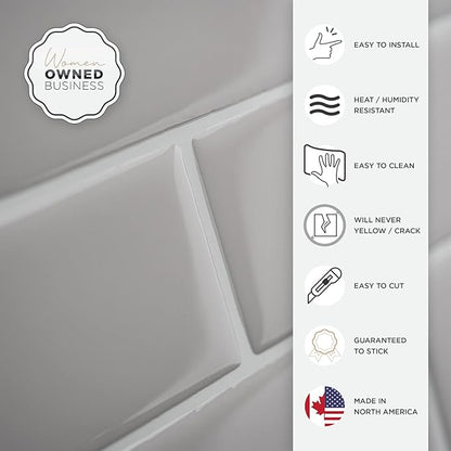 SMART TILES Peel and Stick Backsplash- 10 Sheets of 10.95" x 9.70" - 3D Adhesive Peel and Stick Tile Backsplash for Kitchen, Bathroom, Wall Tile, Cassandra