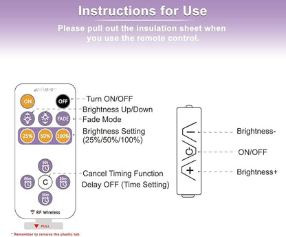 MIWISE RF Remote Dimmer for Single Color LED Strip Lights,13-Key Wireless Remote and in-line Controller DC 12-24V for 3528/2835/5050/COB LED Tape Lights,Timer Function/One-to-Many Control