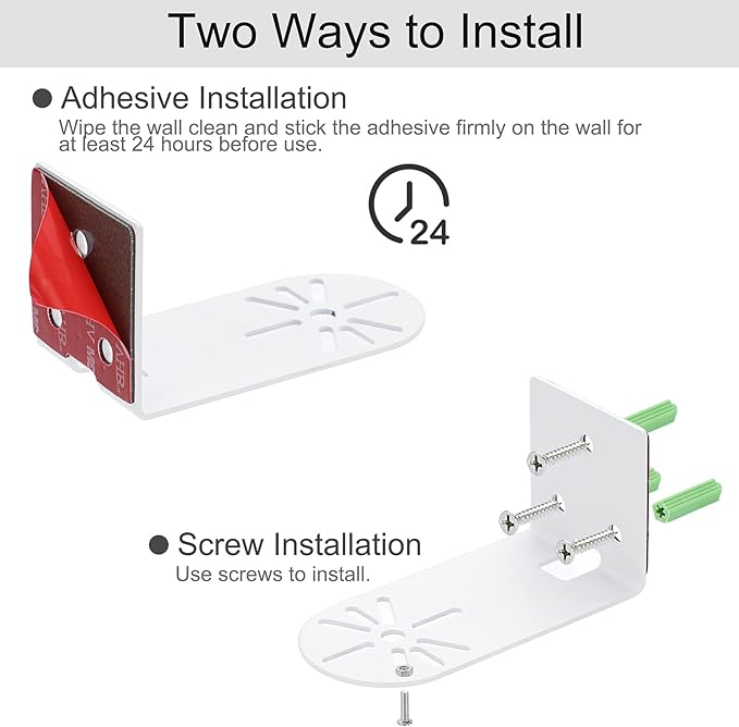 Sumnacon 2PCS Wall Mount Camera Shelf- Metal Small Wall Shelf with Adhesive,Universal Small Floating Shelf for Security Cameras, Speakers,White
