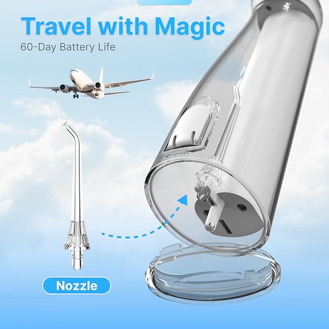 Water Flosser for Teeth, Cordless Oral Irrigator Portable Dental Cleaner Picks with 8 DIY Modes 7 Jets 300ml Tank Braces Flossers Rechargeable (White)