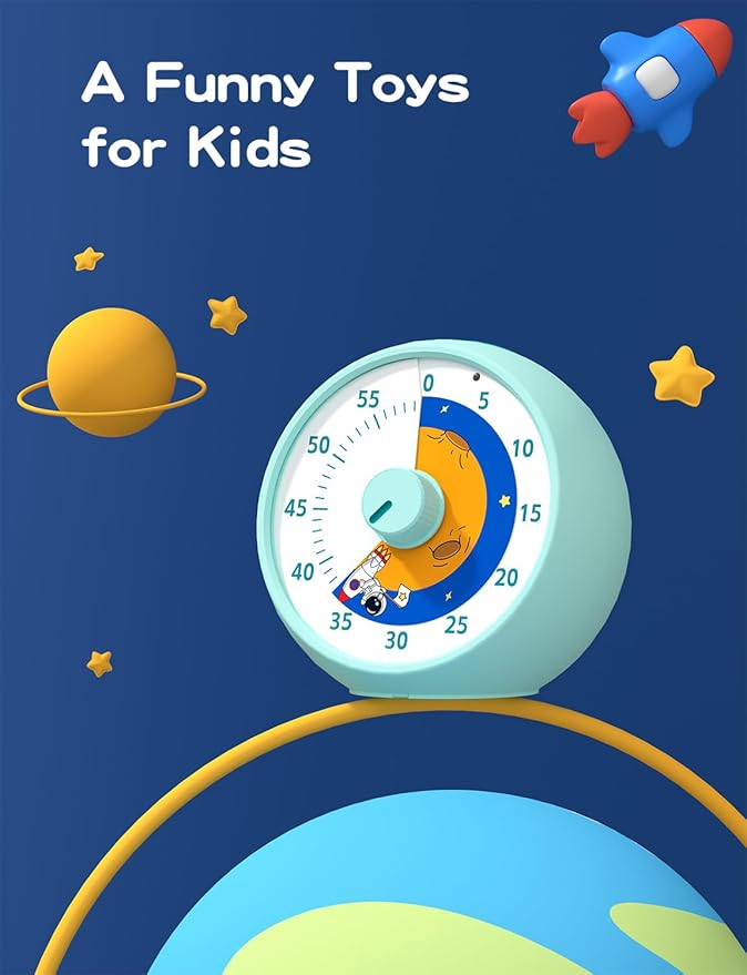 Visual Timer for Kids, 60-Minute Countdown Timer for Classroom Office Kitchen, Desk Timer Kids Time Management Tools with Silent Operation, Pomodoro Time Rainbow Pattern