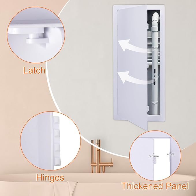 Suteck Plumbing Access Panel for Drywall Ceiling 14 x 29 Inch Reinforced Plastic Wall Access Doors Removable Hinged White