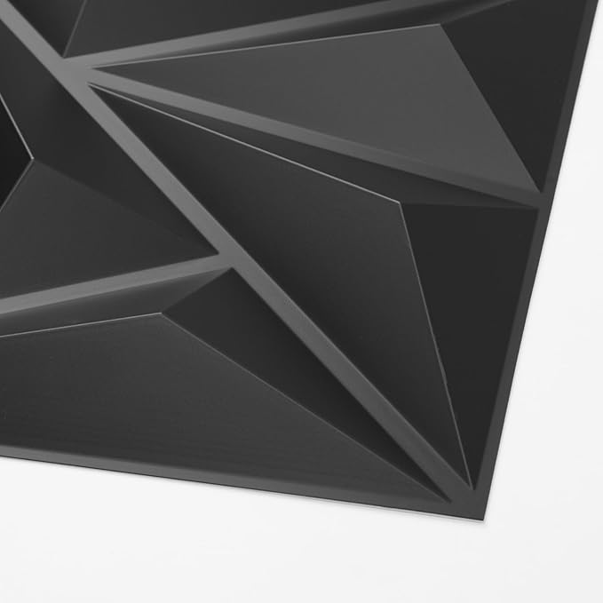 Art3d 100 Pack Decorative 3D Wall Panels 11.8 x 11.8 Inch Covering 97 Sq.ft - Glue Up PVC Wall Panels for Interior Wall Décor, Living Room, Office and Home, Black