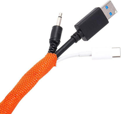 MECCANIXITY Braided Cable Sleeves Heat Shrinkable Fabric Sleeving, 5/16" 10ft Orange 2:1 Ratio Heat Shrinkable Cord Protector for Harness Cable, Network Cable Protection, Cable Management