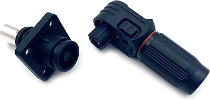 1 Set Battery Energy Storage Connector, 200A High Current Connectors Quick Plug Terminal Black Right Angle Plug and Socket IP67 Waterproof Power Adapter Crimping 50mm² Wiring (1500V)