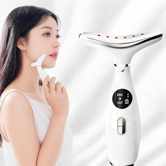 Sveekery Facial Sculptor with Red Light Therapy, Microcurrent & Vibration Massager, Portable Anti-Aging Device for Face and Neck Care, Wrinkle Reducer Face Lift Tool (White) – Valentine’s Gift