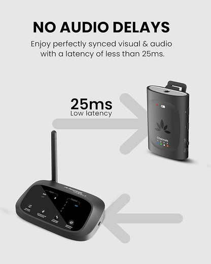 Avantree Audiplex M3 – Multi-Channel Assistive Listening System & Headphones for Church Translation, Classroom, 30ms Low Latency, Superior Sound, Wireless Audio Transmitter with 3 Clip-on Receivers