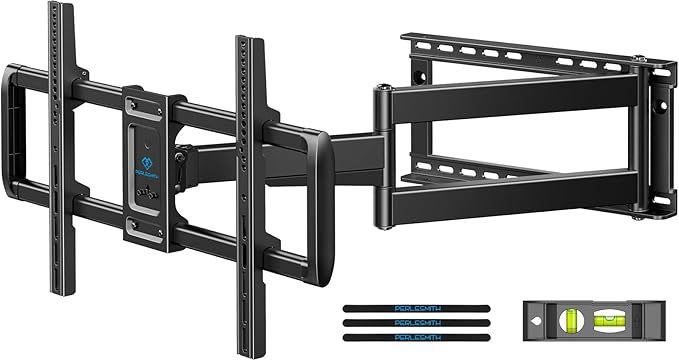 PERLESMITH Long Arm TV Wall Mount Full Motion for 37-75 inch TVs, Corner TV Mount Bracket with 27.36-inch Articulating Long Extension Arm, Swivel&Tilt, Max VESA 600x400mm up to 110lbs, 16" Wood Stud