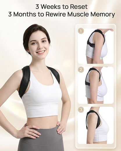 Anatomical Y-Shape Upper Back Brace Posture Corrector For Women,Superior Fabric Back Straightener Posture Corrector Brace，Invisible Confidence & Maximum Breathability,Office Essential