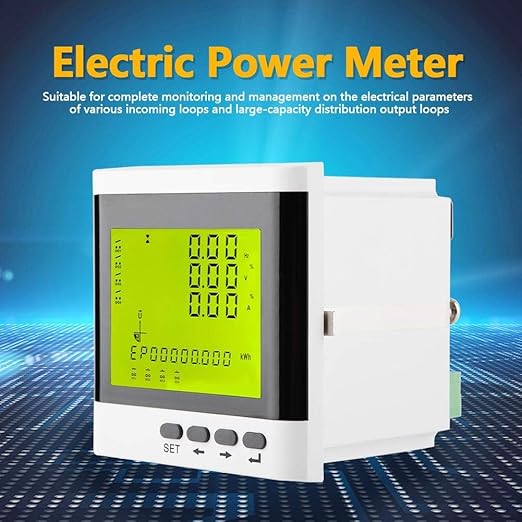 Three-phase Multifunctional Digital Energy Meter, High Accuracy Voltage Current Display, Programmable Electric Power Meter Digital LED Ammeter Voltmeter