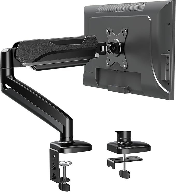 MOUNTUP Single Monitor Desk Mount Holds Screen up to 32 inch, Height Adjustable Monitor Arm, Computer Monitors Stand with Clamp/Grommet Mounting Base, VESA Mounts Fit 4.4-17.6lbs Computer, Black