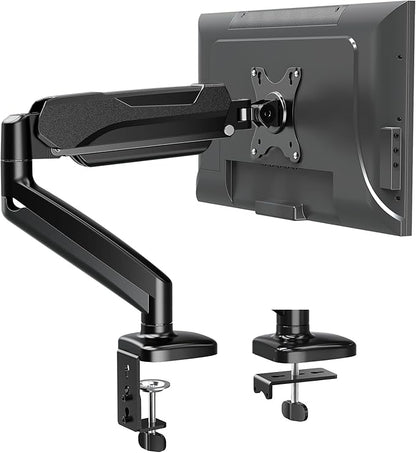 MOUNTUP Single Monitor Desk Mount Holds Screen up to 32 inch, Height Adjustable Monitor Arm, Computer Monitors Stand with Clamp/Grommet Mounting Base, VESA Mounts Fit 4.4-17.6lbs Computer, Black