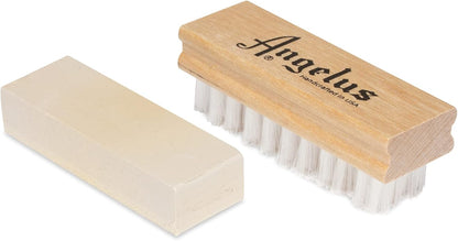 Angelus Suede & Nubuck Cleaner Kit - 1 Cleaning Eraser Block and 1 Nylon Bristle Brush - Eliminates Stains, Removes Spots, Restores Nap - for Leather Suede Shoe, Handbags, Jackets, Boots, Furniture
