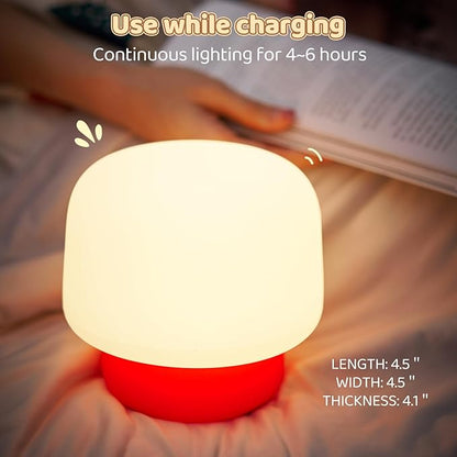 Mushroom Night Light for Kids-Gift & Toy for Kids, Touch Lamp with Sounds&Sleep Music, Squishy Silicone, Eye-Safe LED, 30-Min Timer, Dimmable Rechargeable Bedside Table Lamp – Gift for Boys & Girls