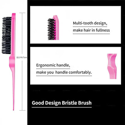8 Pieces Styling Comb Set - Teasing Brush, Rat Tail Comb, Edge Brush for Slicking and Combing Hair for Women (Pink)