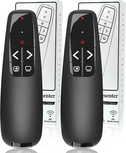 (2 Units) Wireless Presenter Remote, Clicker for Laptop PowerPoint Presentations Pointer, RF Computer Clicker for Presentations Remote, Slideshow/Smartboard/College/Classroom/PPT Clicker