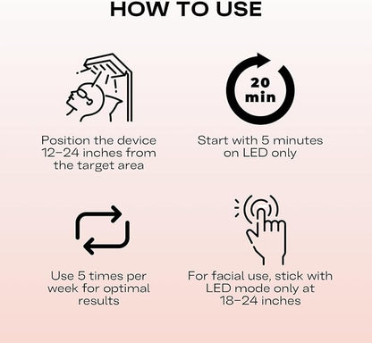EMR-TEK Firefly Portable Red Light Therapy for Face & Body | Blend of Red (630nm 670nm) & Near-Infrared (830nm) Light | First-Ever Cordless COB Red Light Device | Flicker-Free, Travel Case Included