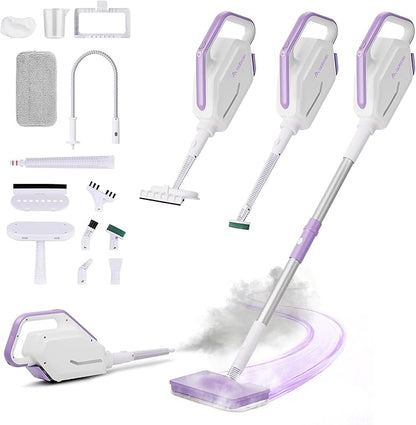 AAOBOSI Steam Mop, 1300W Powerful Detachable Handheld Steamer with 350ml Tank, 11 Multi-purpose Accessories, 23FT Power Cable, Steam Mops for Floor Cleaning, Tiles, Windows, Carpets, Furniture