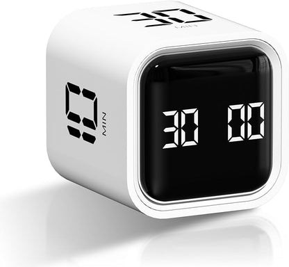 Cube Pomodoro Timer, Smart Productivity Timer 5/10/30/60 Minutes & Custom Countdown, Pause & Resume, Adjustable & Silent Visual Timer, Portable Rotation Multi Desk Timer for Study Task Work Kitchen
