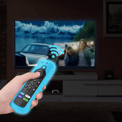 CaseBot Remote Case for Fire TV Stick HD/4K/4K Max (1st Gen)/Fire TV Stick (3rd Gen)/Lite - Anti-Slip Shockproof Silicone Cover for Alexa Voice Remote (2nd & 3rd Generation) (Blue Glow)