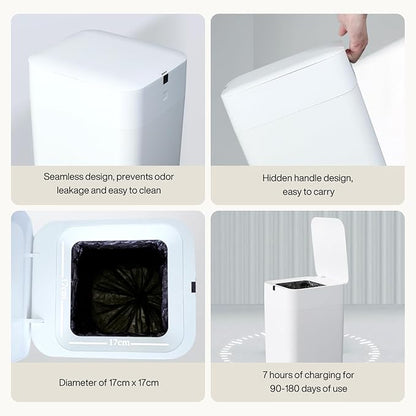 Airdeer L2 Automatic Trash Can, 8 Gallon Self Sealing and Self-Changing Smart Trash Can, Motion Sensor, Touchless Garbage can with lid for Kitchen Office, 6 Refill Bag Rings(White)