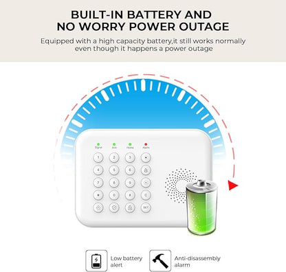 PGST Wireless Alarm System,Smart GSM 4G Home Security System with Door/Motion Sensors,Tuya APP Alerts,Compatible with Alexa&Google Assistant for Home,Villa,Apartment,Kids Safety,Pets