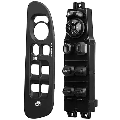BASIKER Master Power Window Switch and Bezel, Driver Side Window Switch Bezel Replacement for 2002 to 2010 Dodge Ram 1500 2500 3500, Black