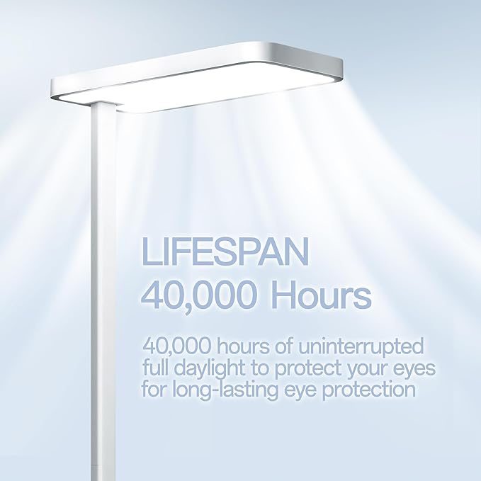 Homelist LH1 Superlight 77'' Floor Lamp, 100W Full-Spectrum Eye-Care Bright Floor Lamp for Reading, Office Work, 9000LM LED Standing Lamp Dimmable, Perfect for Family Living Room, Home Office